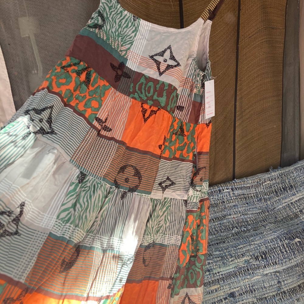 Vibrant Strapless Patchwork Dress NWT - image 1